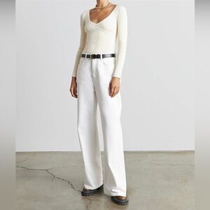 Who What Wear Collection Anneliese Herringbone Long Sleeve Top Ivory SZ M NWT